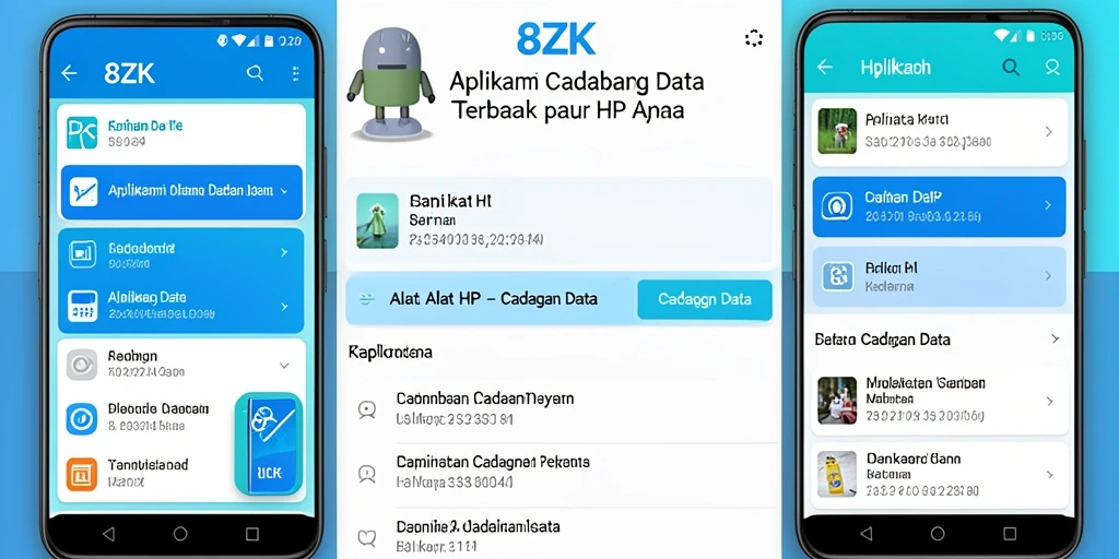 Antarmuka utama 8ZK yang menampilkan fungsi cadangan data.
