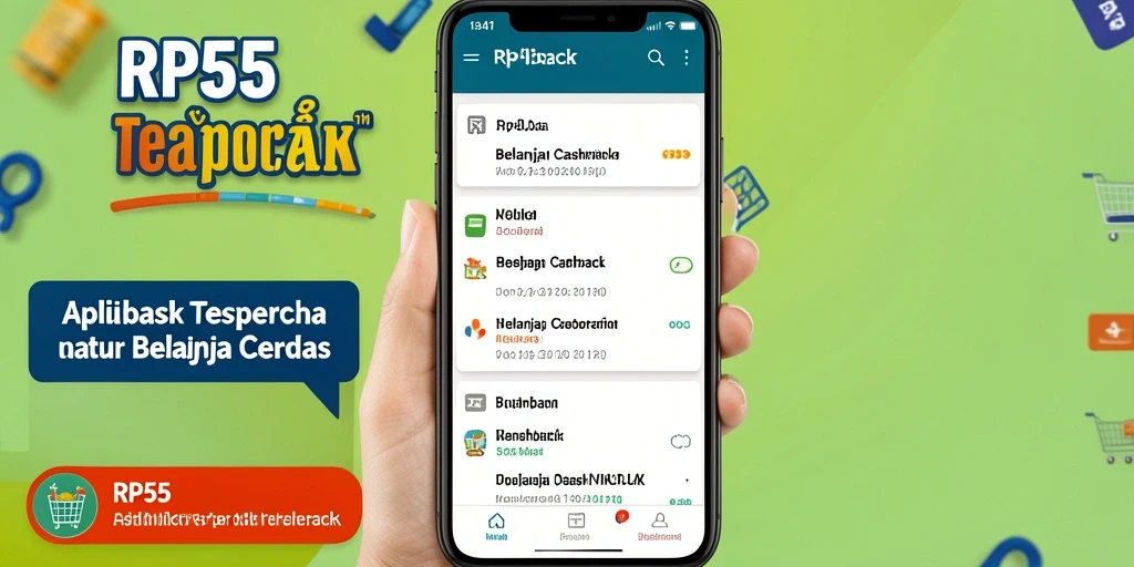 Tampilan antarmuka RP55 dengan fitur cashback yang menarik.