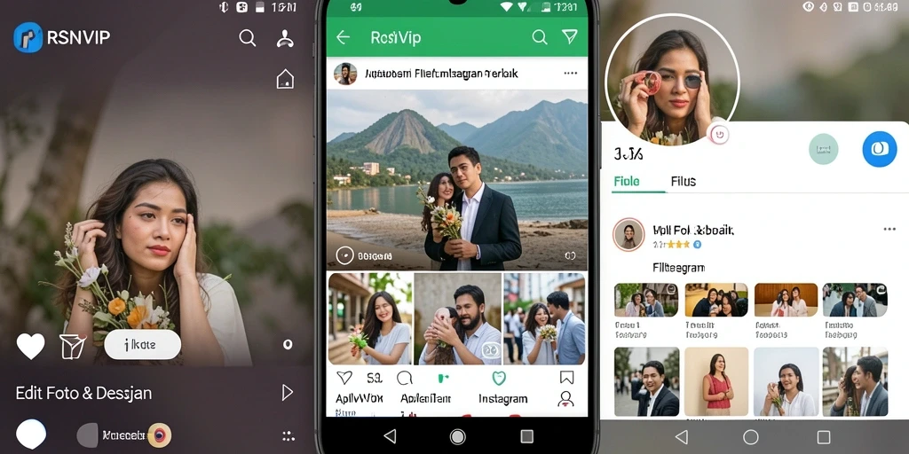 Antarmuka RSNVIP menampilkan berbagai filter Instagram yang menarik.