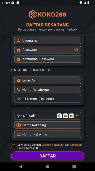 Panduan Registrasi Akun Koko288 untuk Pengguna Android